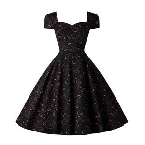 Banned Retro All Hallows Cat Swing Dress Size UK Large